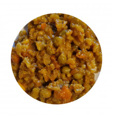 Паэлья веганская Су-вид с "Как бы цесаркой" и микрозеленью